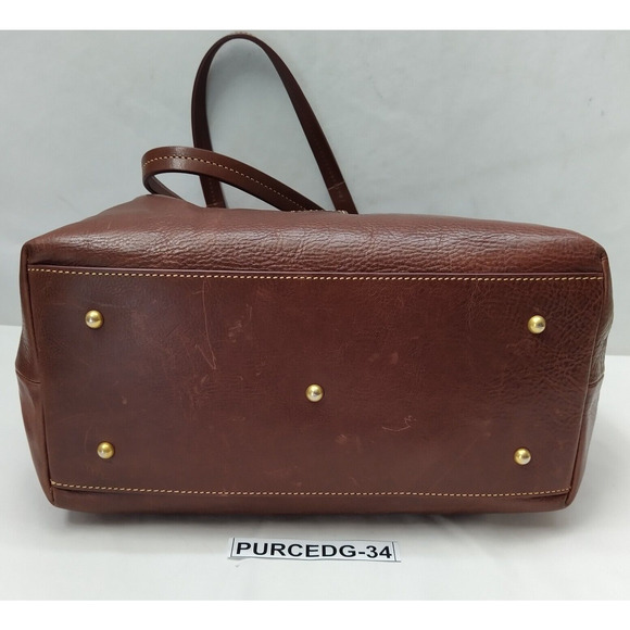 Dooney & Bourke Florentine Brown Leather Double Handle Large Tote Shoulder Bag - Picture 7 of 16